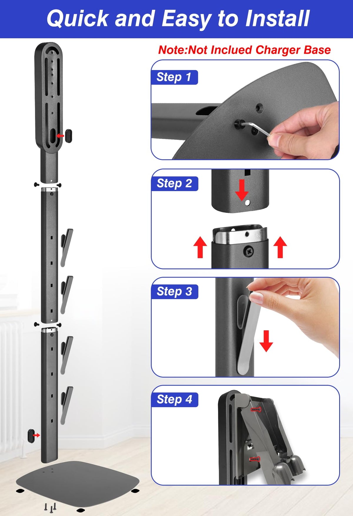 Space-saving profile fits into tight corners and small rooms.