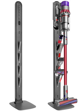 Haturi vacuum stand with sturdy metal base securing Dyson models.