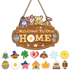 Hatzelou Winnie welcome sign on front door adding farmhouse charm