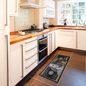 HUAHOO Black Money Rugs pile close-up reveals durable nylon fibers.