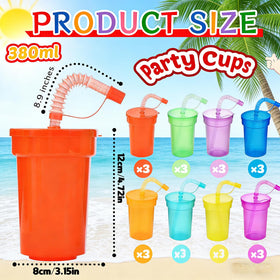 Haundry neon cups in bright colors light up party tables.