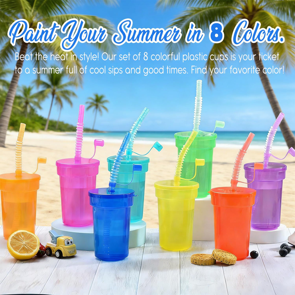 Haundry neon cups encourage independent sipping and sharing.