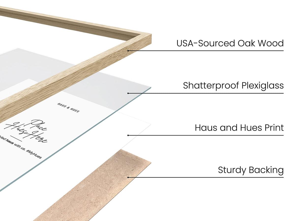 HAUS AND HUES beige oak frame horizontal mount ideal for wall displays