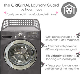 Haus Maus top-of-washer storage keeps essentials within reach.