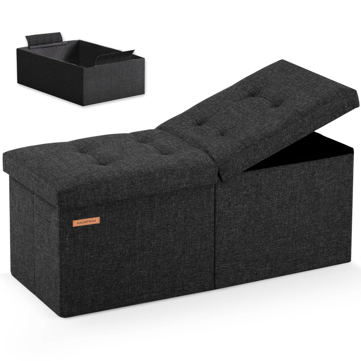 HAUSFRAU 31-5-inch ottoman storage with ample space for blankets and belongings