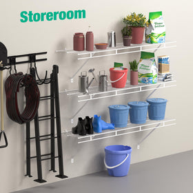 HAUSHOF modern white finish shelves blending with closet interiors and pantries