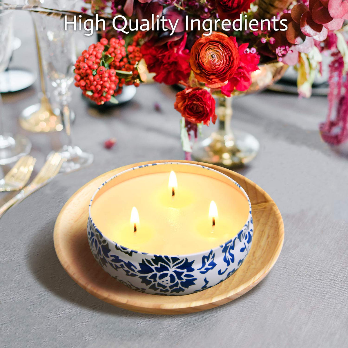Hausware Citronella Candles 3-wick design for even burn.