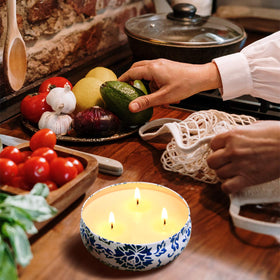 Hausware Citronella Candles gift-ready pattern tin.