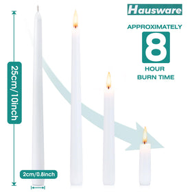 Hausware 10-inch dinner candles in holders enhancing decor