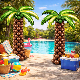Hauwellter green palm leaf balloons add tropical greenery to scenes