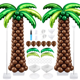 Hauwellter palm-tree balloon column stand ready for tropical party decor