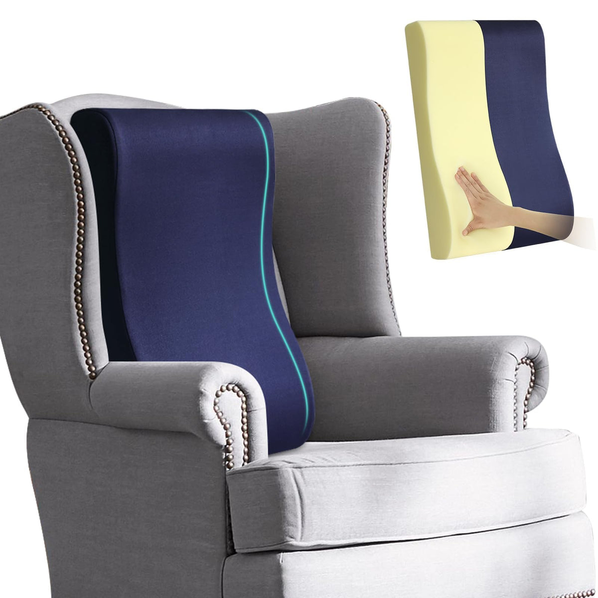 HAVARGO 2-in-1 neck pillow lumbar support contours the spine for relaxed lounging.