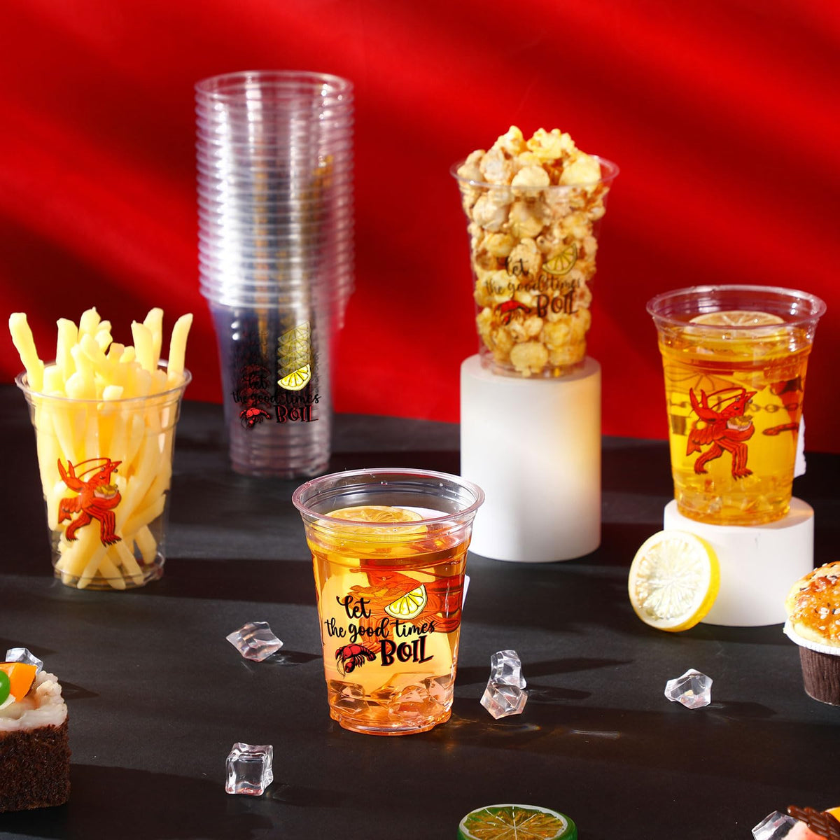 Havawish 12 oz bar cups for crawfish boils and seafood gatherings.