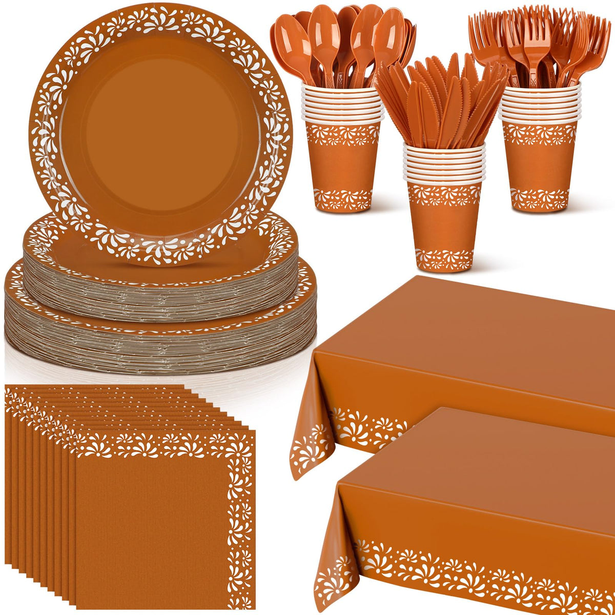 Havawish Cielito Lindo terracotta plates with white flowers for festive Mexican dining.