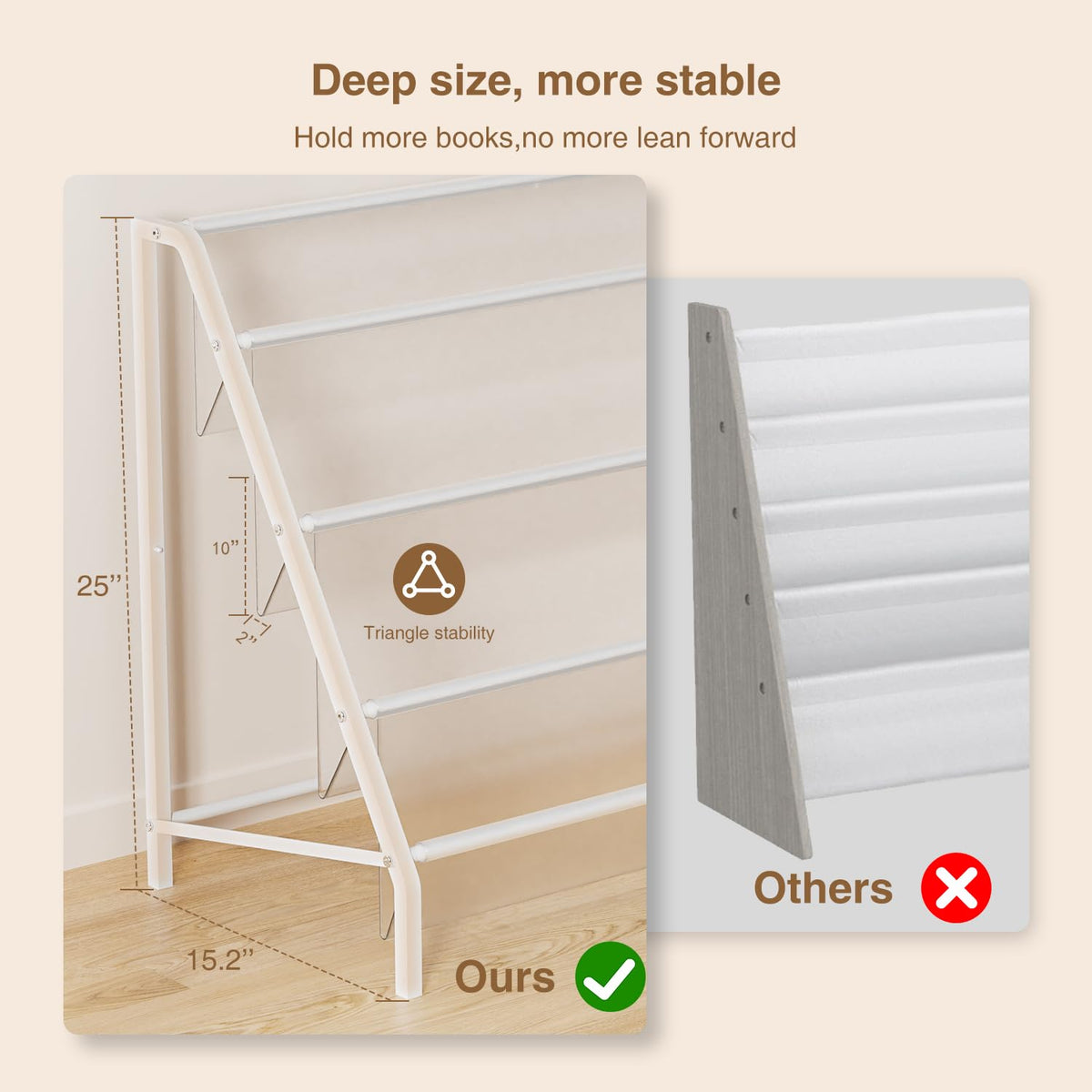 HAVEDAWN ample storage across four tiers for many books.