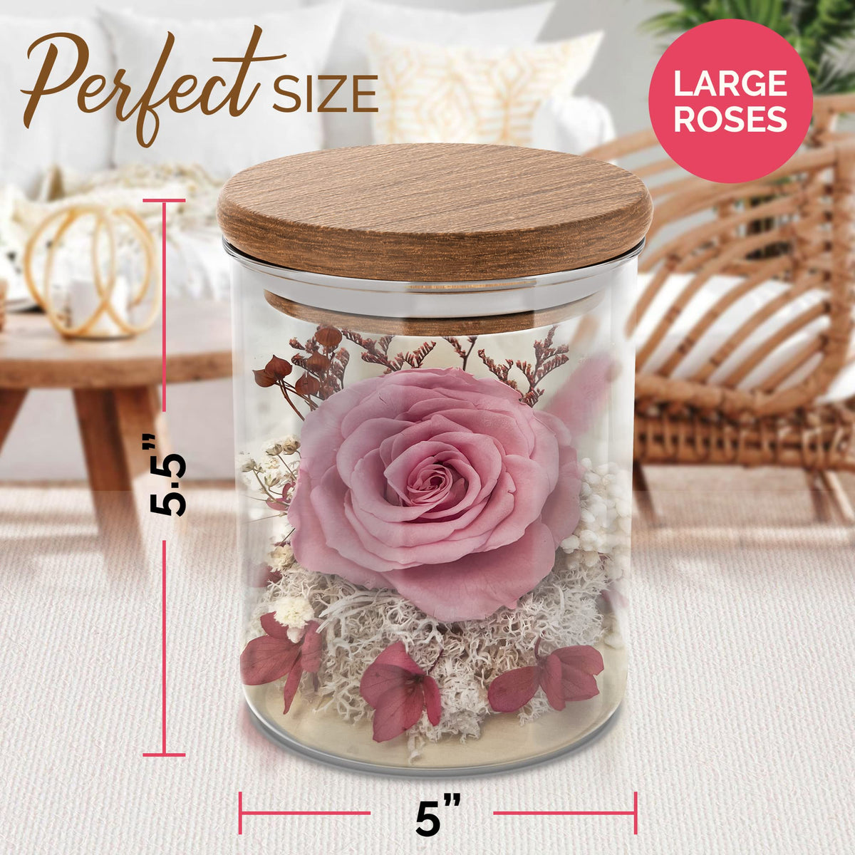 Havenstock pink rose under acacia lid for personalized keepsake engraving