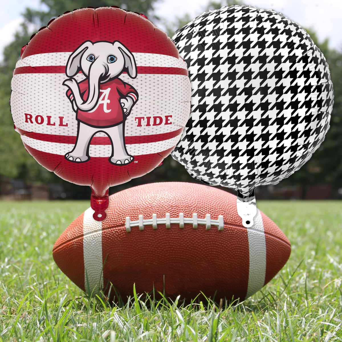 Havercamp 18-inch round Alabama balloons with durable mylar material.