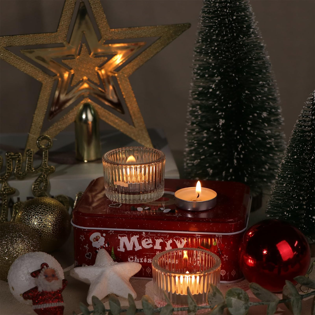 HAVITI home decor sparkling candle holders brighten rooms for holidays.