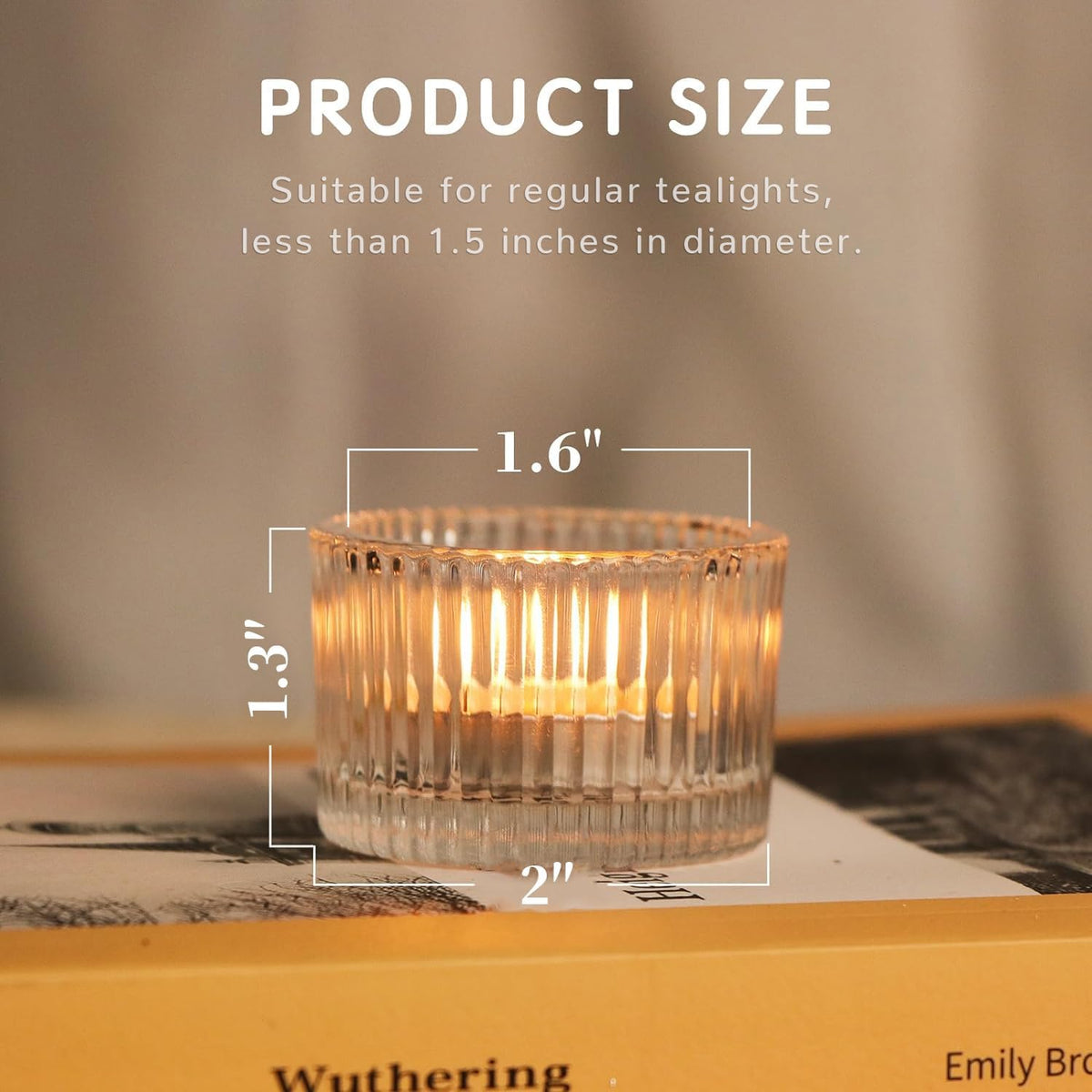 HAVITI relief-line glass votive holder adds subtle sparkle for events.