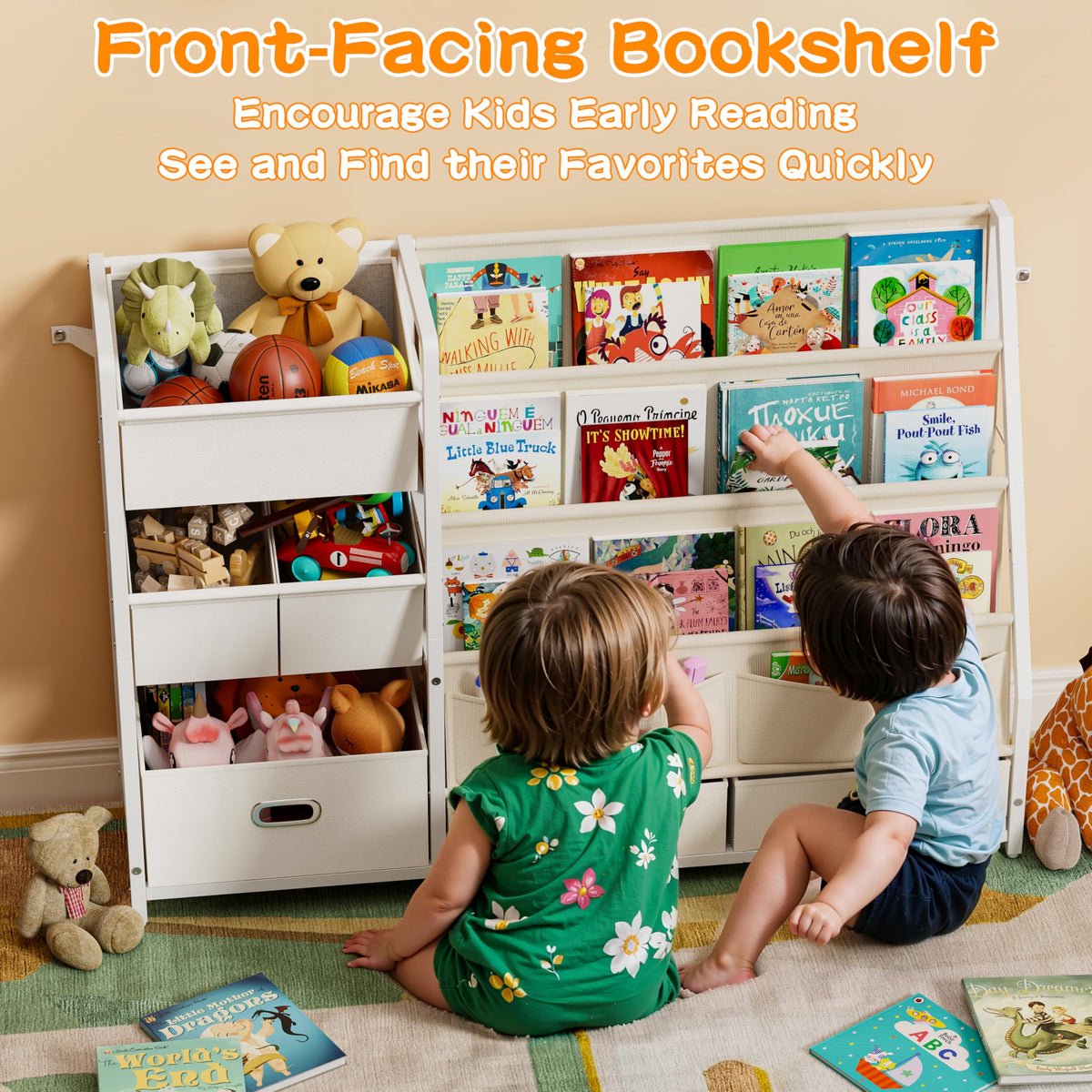 HAVLOTII forward-facing book display enabling independent book choice.