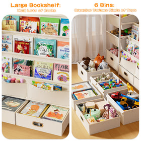 HAVLOTII Montessori bin layout for organized sorting of toys and books.