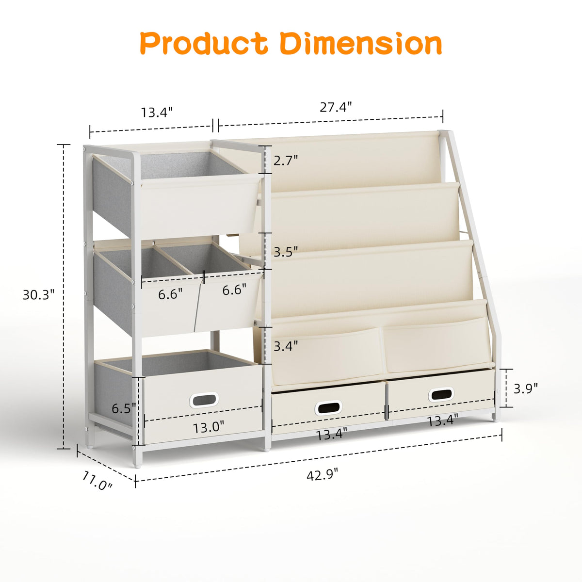 HAVLOTII six-bin toy storage showing organized bins for small and large items.