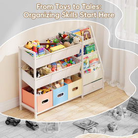 HAVLOTII canvas slings provide sturdy, breathable storage for toy bins.