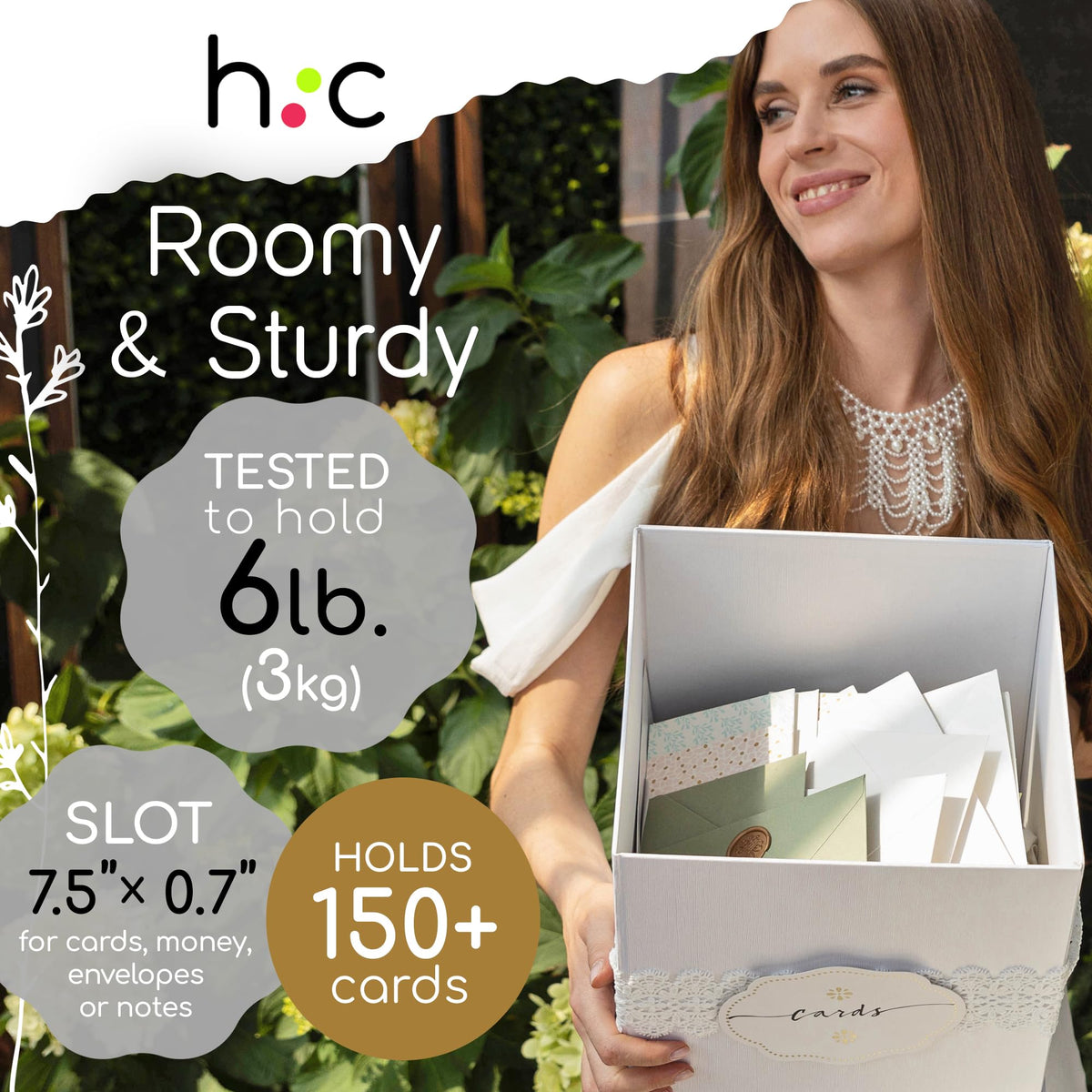 Hayley Cherie Ivory Card Box foldable design for simple setup and compact storage.