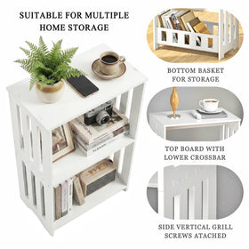 HAYOFAMY white bedroom nightstand with three tiers for essentials.