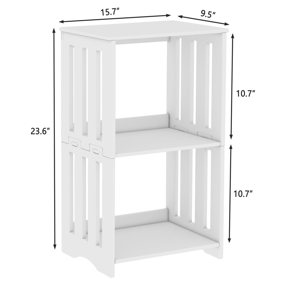HAYOFAMY white 3-tier end table with storage shelves for organized surfaces.