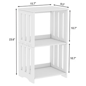 HAYOFAMY white 3-tier end table with storage shelves for organized surfaces.