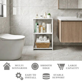 HAYOFAMY 3-tier table white vertical strip design emphasizing stability.