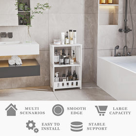 Hayofamy white end table with storage shelves suitable for bedroom or entry