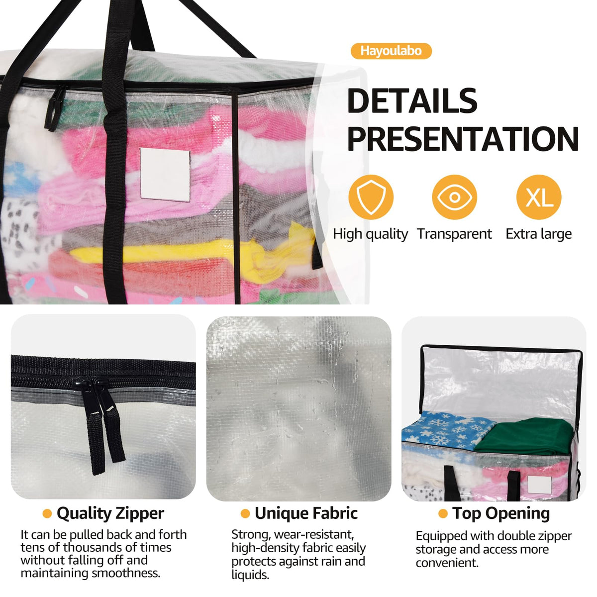 Hayoulabo heavy-duty totes resist wear and support heavy loads