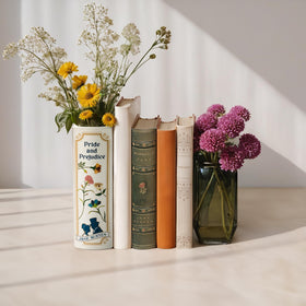 Hazel & Harold's Pride and Prejudice book vase holds blooms beautifully.