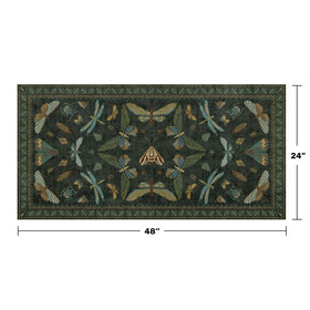 Hazo Haus dark green insect motif rug adds natural charm to living spaces.