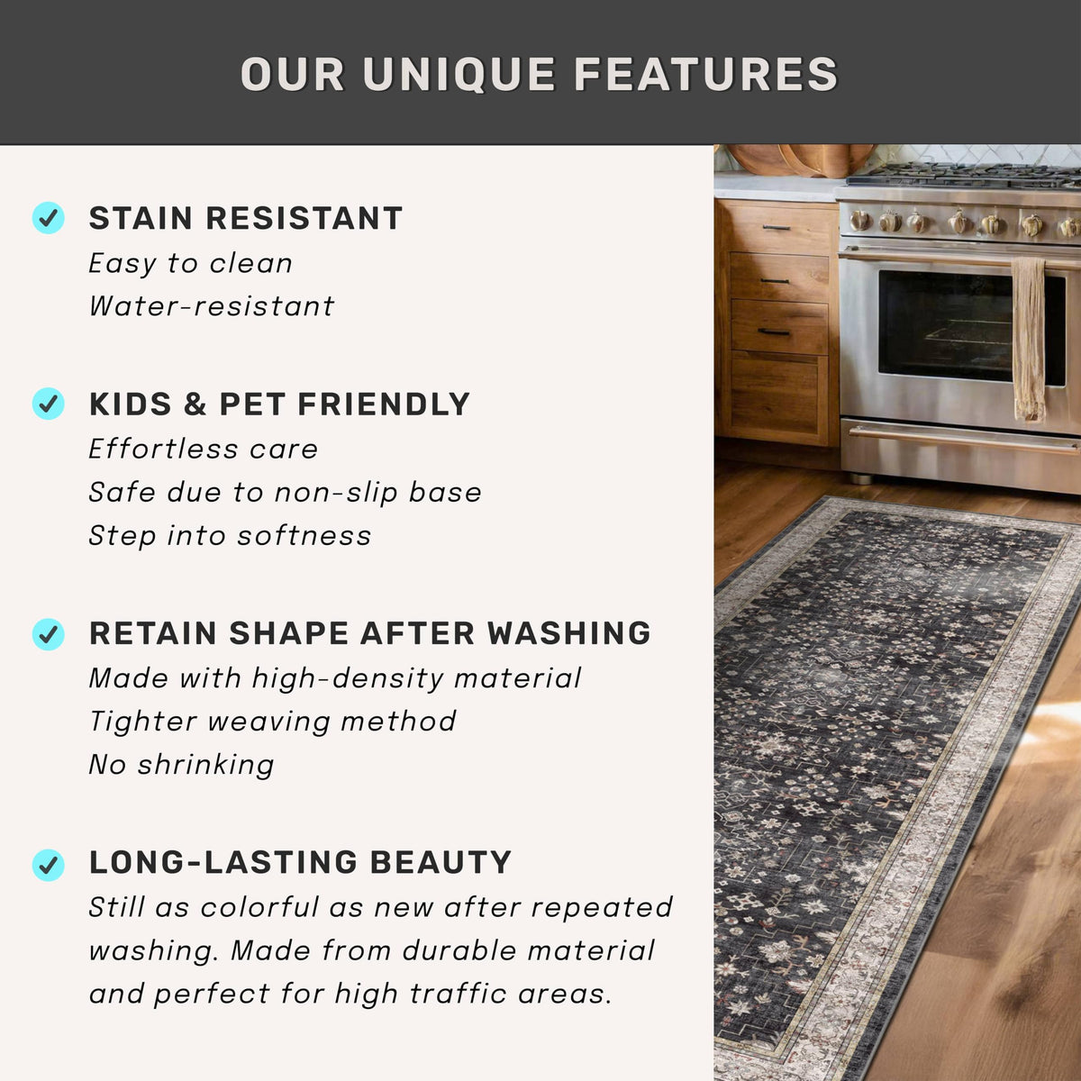 Hazo Haus durable 2x7 long runner for high-traffic areas in homes