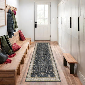Hazo Haus Black 2x7 long runner rug with non-slip grip for entryways