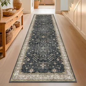 Hazo Haus black washable 8ft runner in front hallway with durable high-traffic design