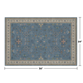 Hazo Haus blue 2x3 washable rug ideal for kitchens with easy care and stain resistance.