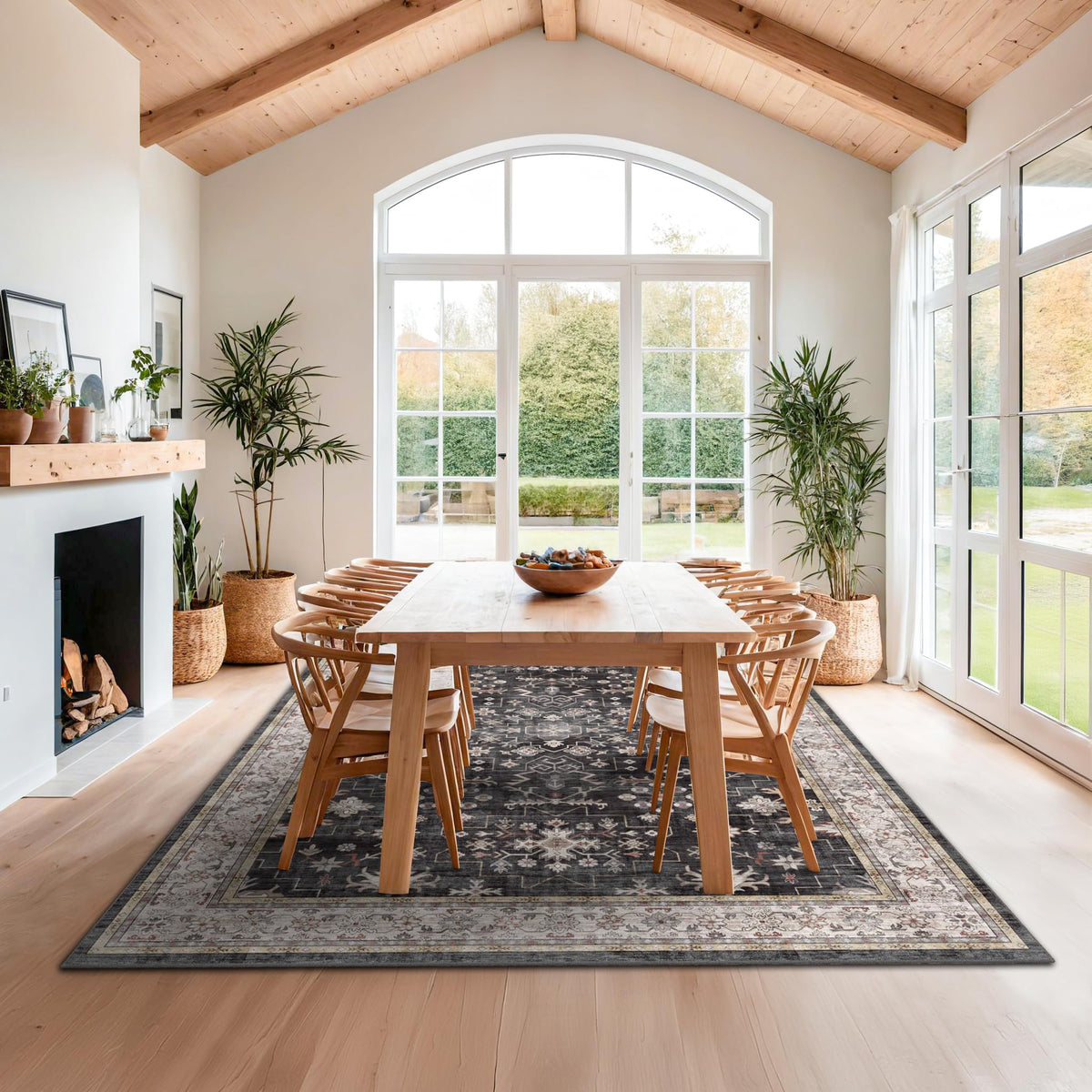 Hazo Haus Boho rug design masks light spills and pet messes with muted colors.