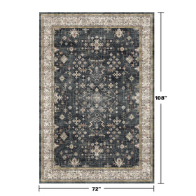 Hazo Haus Boho dining rug under table with non-slip backing for stable meals and easy cleaning.