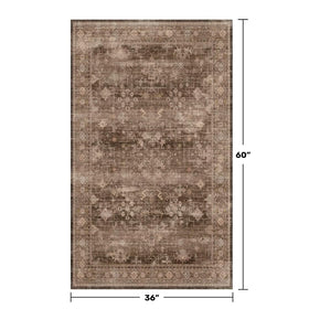 Hazo Haus boho taupe entryway rug with non-slip backing provides secure floor grip.