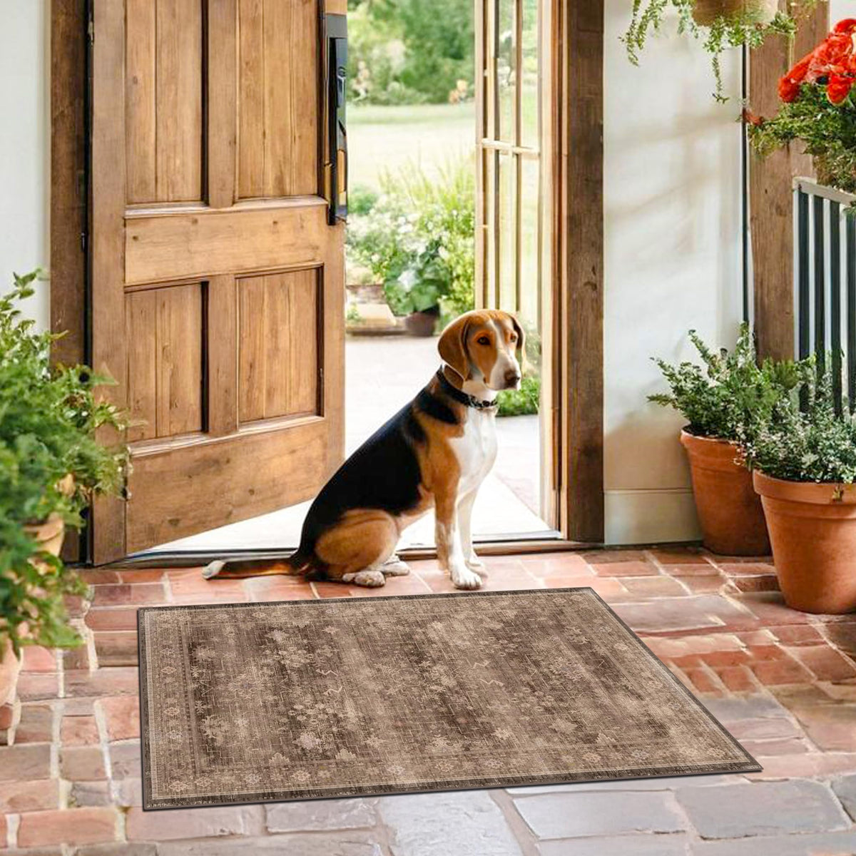 Hazo Haus boho taupe brown 2x3 entryway rug with inviting texture and easy upkeep