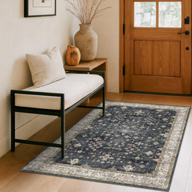 Hazo Haus boho washable 4x6 entryway rug with non-slip backing for secure doorways