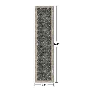 Close-up of the distressed floral pattern on the Hazo Haus runner.