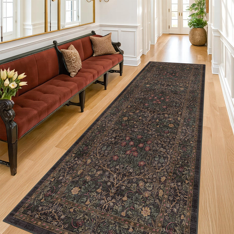 Hazo Haus dark brown runner front view showing hallway focal point and style