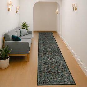 Hazo Haus dark-green botanical pattern enhances entryway decor with rich emerald tones.