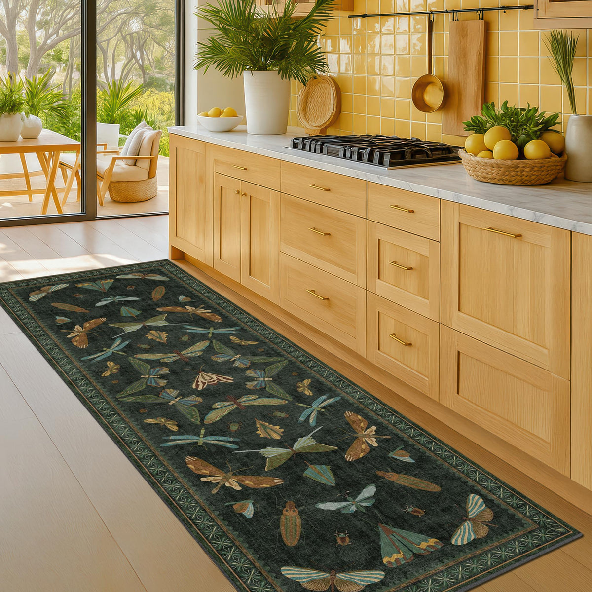 Hazo Haus dark green floral edge rug adds vintage charm to any room