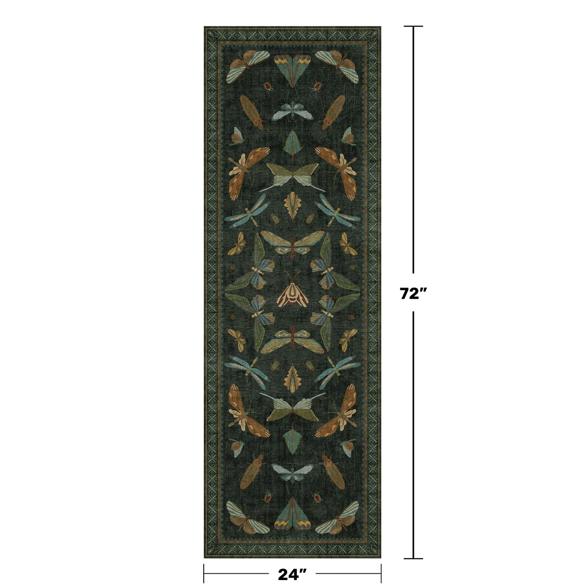 Hazo Haus dark-green hallway rug back view with secure grip